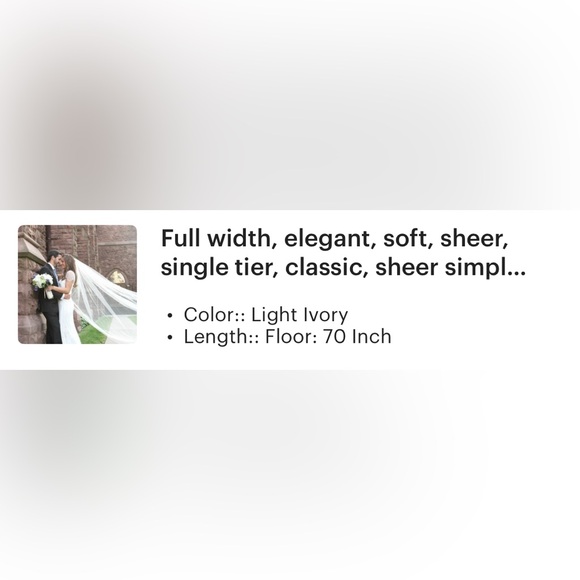 elegant plain cathedral veil, bridal veil, wedding veil, chapel veil - Picture 2 of 2